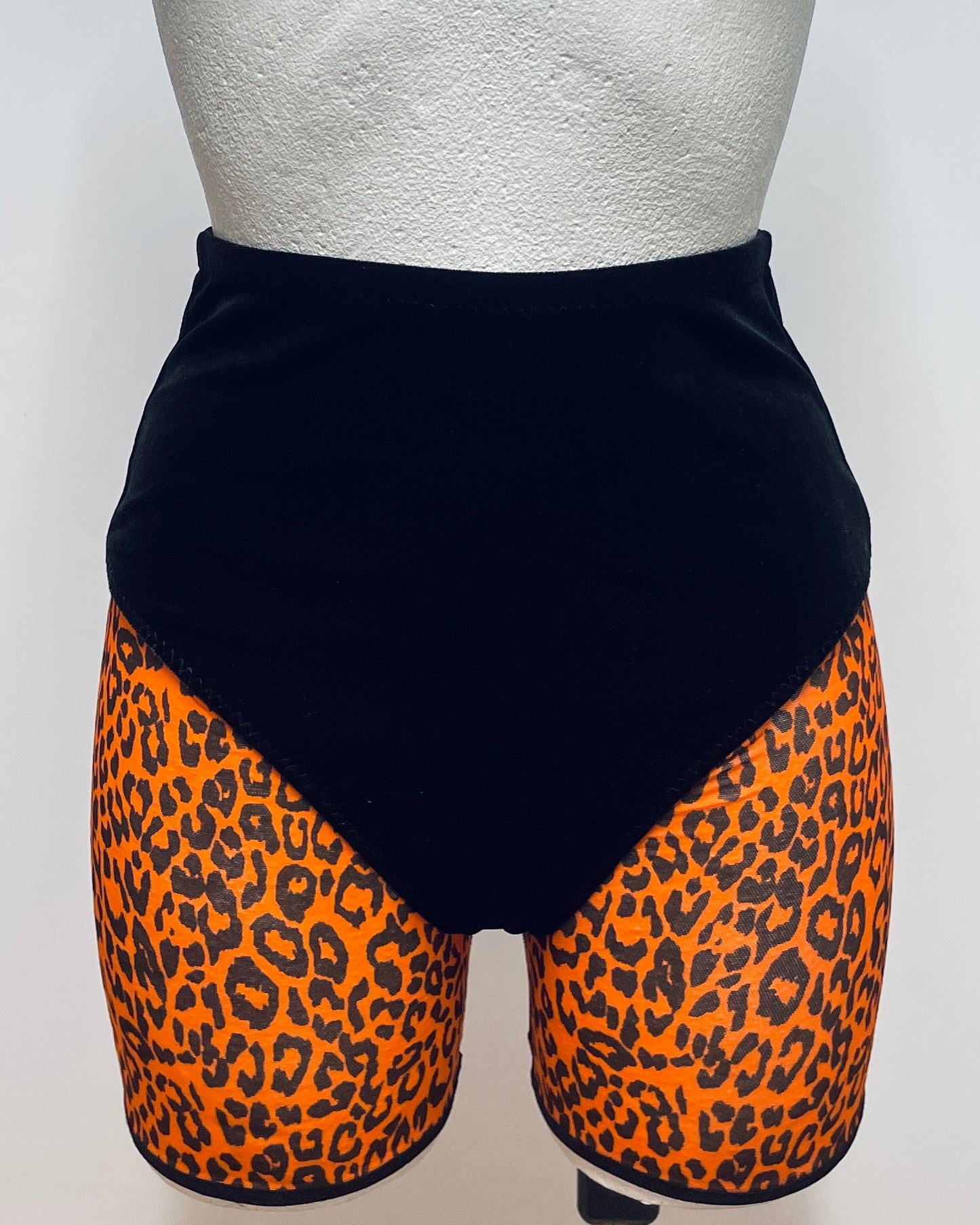Orange leopard print mesh biker shorts (last one S)