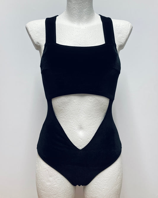 Black velvet bodysuit